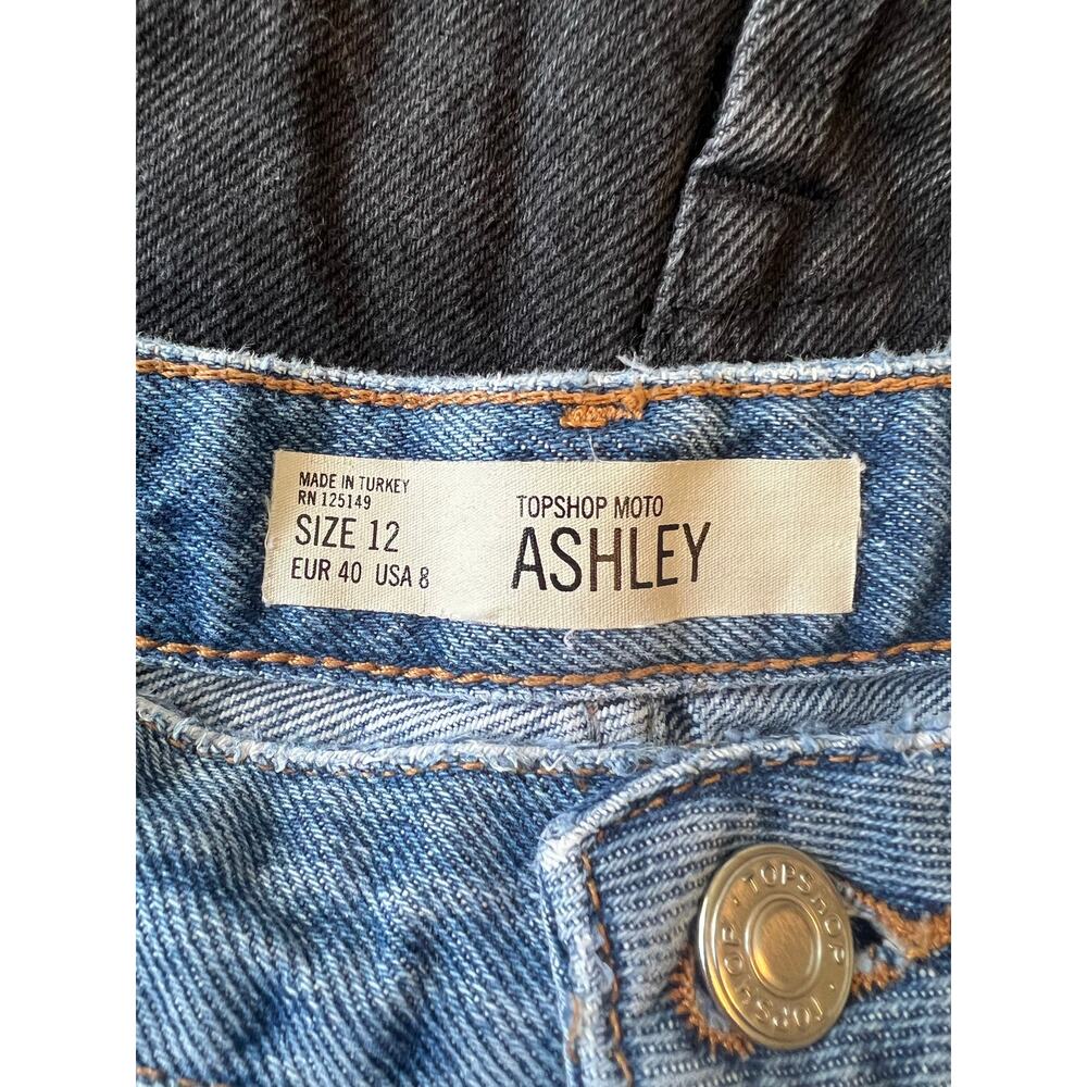 Topshop Moto Ashley Denim Shorts Bundle 2 Pair Black & Blue Distressed Size: 8 - Picture 5 of 7